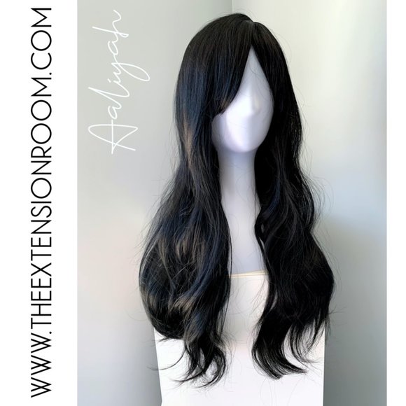 NEW Long Black Synthetic Wig with Bangs - Picture 1 of 3